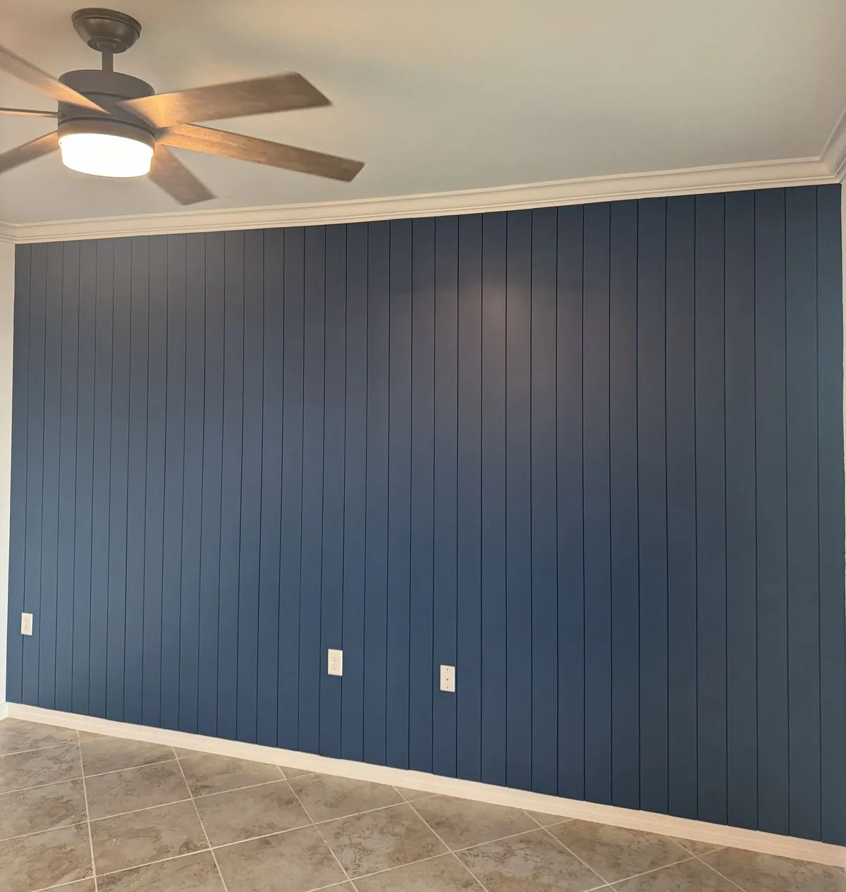 Blue Vertical Shiplap Living Room — Babcock Handyman Services