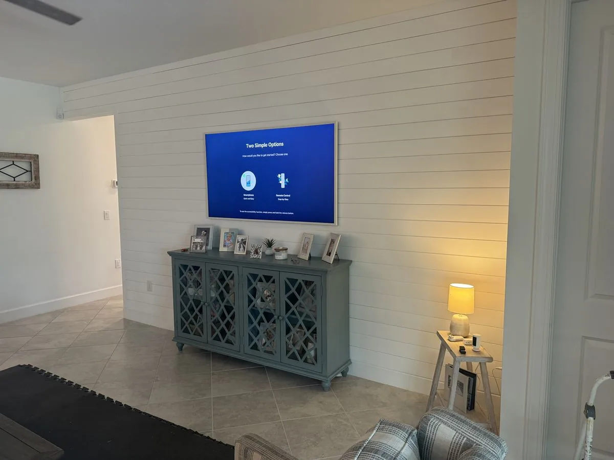 White Shiplap Picture Frame Tv — Babcock Handyman Services