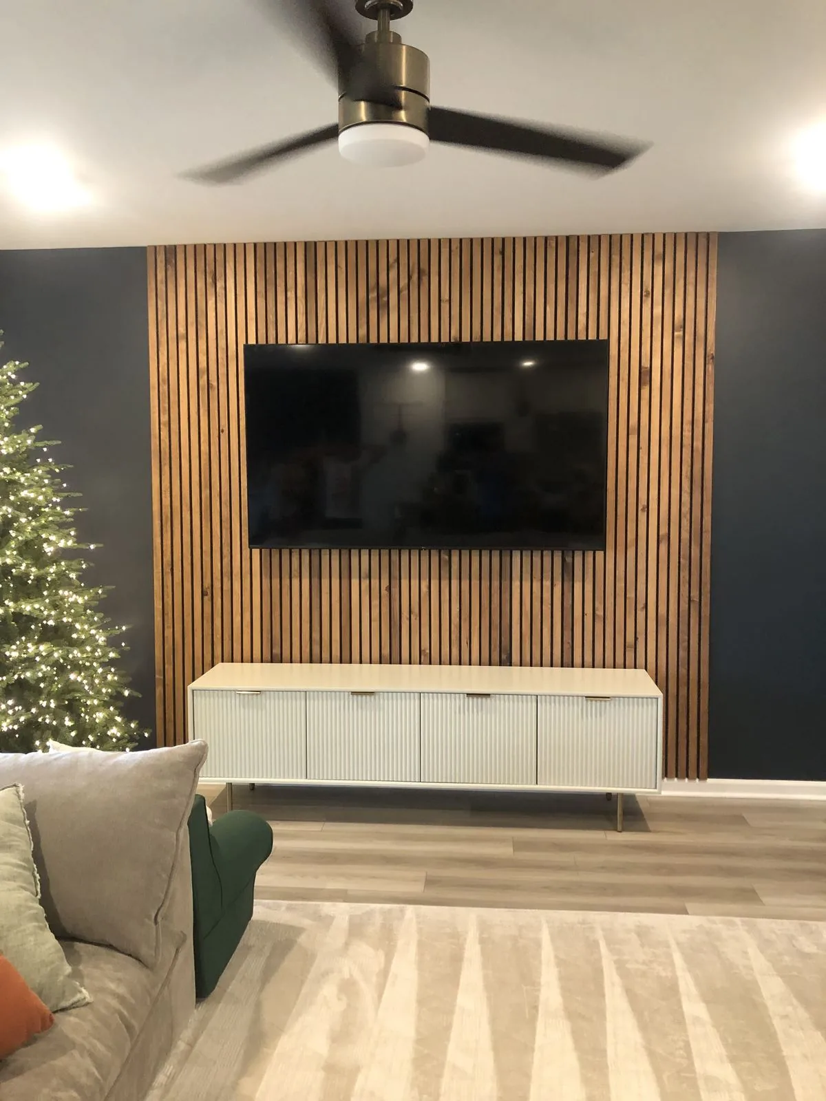 Wood Slat TV Accent Wall